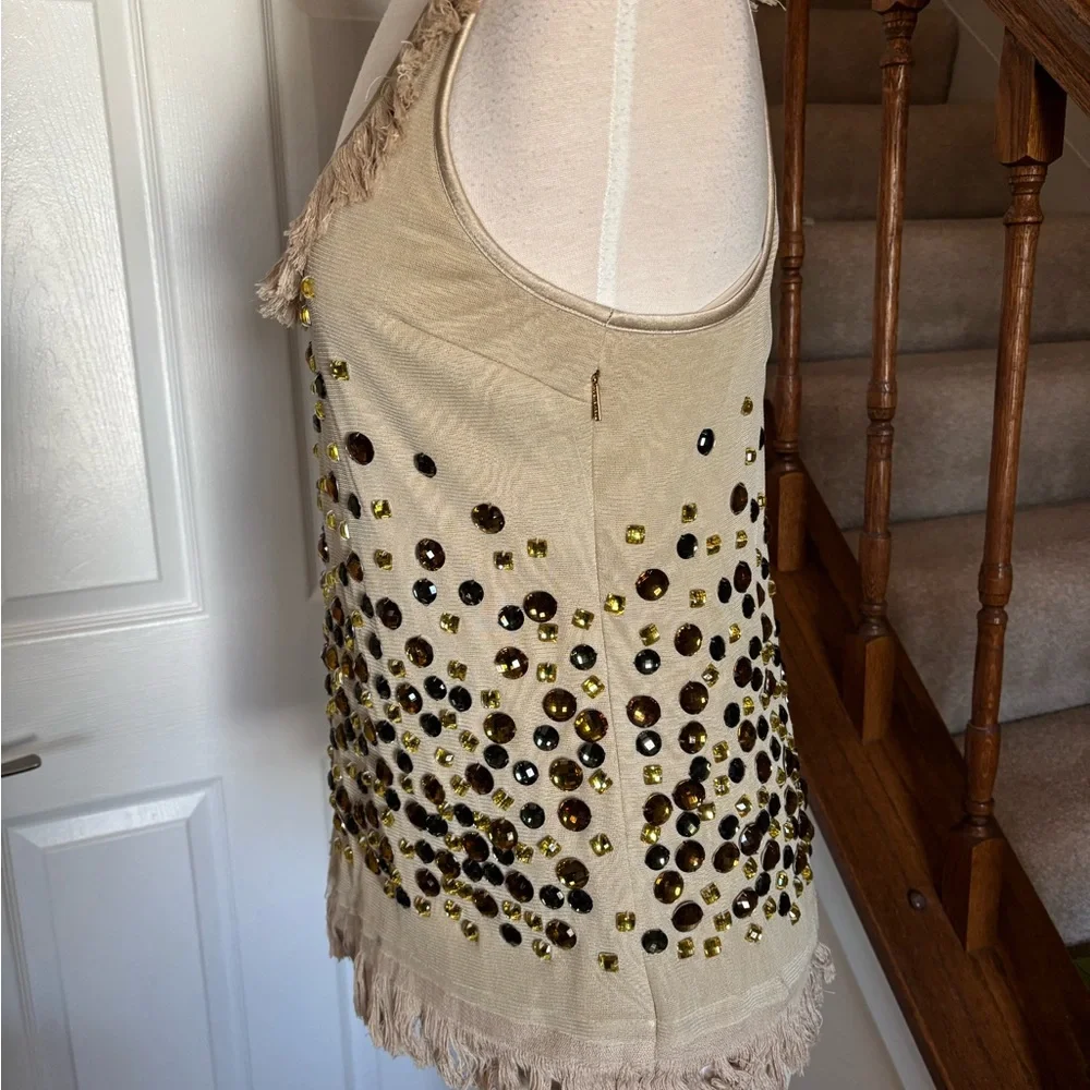Tory Burch Enid Shell silk and gemstones top